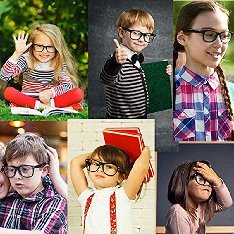 Kids Nerd Glasses Clear Lens Geek Fake Eyeglasses for Girls Boys Eyewear Age 4-12
