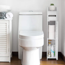 Load image into Gallery viewer, Toilet Roll Holder,Toilet Paper Roll Holder with Slim Shelf,Over Toilet Storage for Toilet Paper Bulk,Narrow Shelf for Bathroom Accessories,Bathroom Storage for Toilet Tissue,White by
