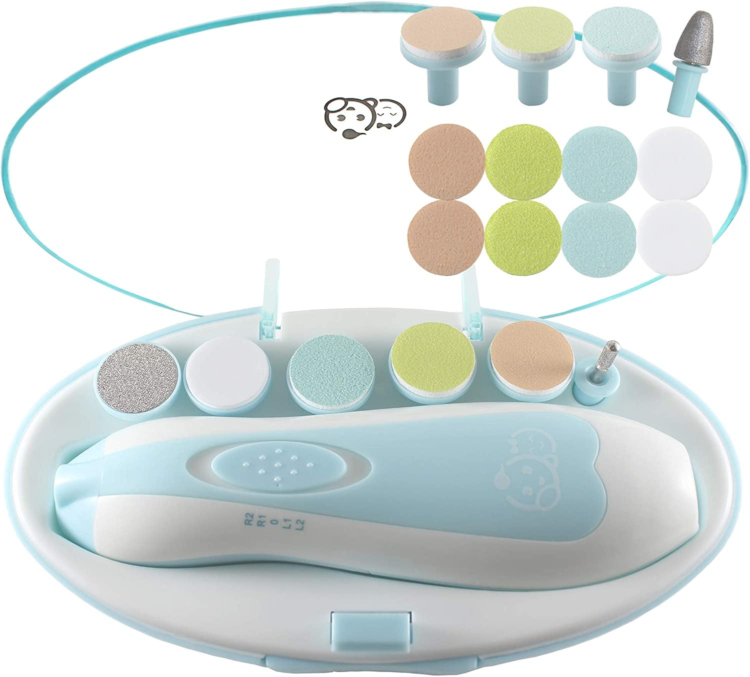 Baby Nail Clippers 20 in 1 by  | Safe Electric Baby Nail Trimmer, Baby Nail File Kit, Additional Replacement Heads, Newborn Toddler Toes and Fingernails, Trim and Polish (Blue)