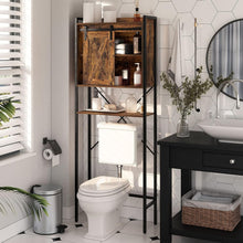 Load image into Gallery viewer, over the Toilet Storage Cabinet, 4-Tier Bathroom Space-Saver Rack over Toilet, Toilet Organizer Rack with with Cupboard and Adjustable Shelf, Easy Assembly, Rustic Brown TRHR0201
