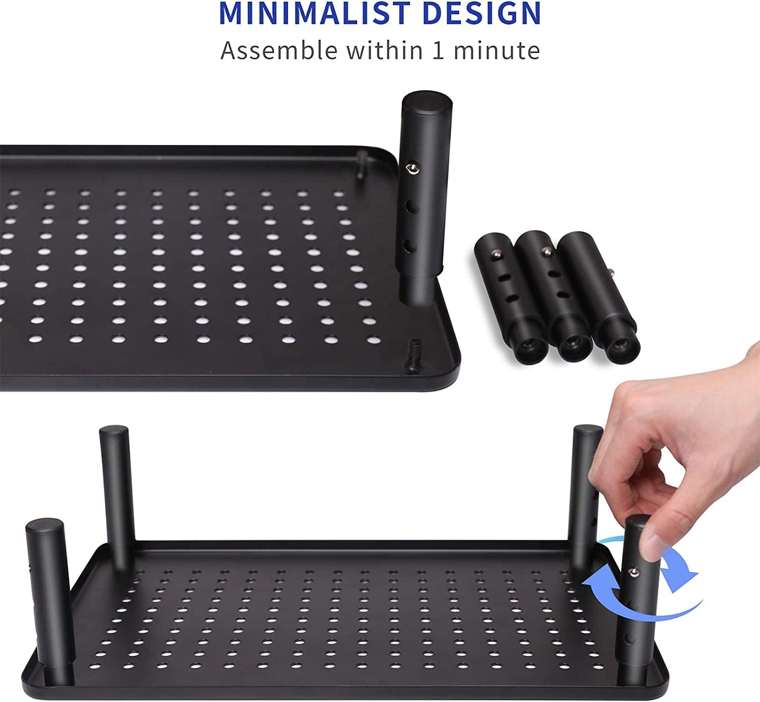 Monitor Stand - Height Adjustable Ergonomic Monitor Riser with Vented Metal Platform for Computer, Laptop, Imac, PC, Printer
