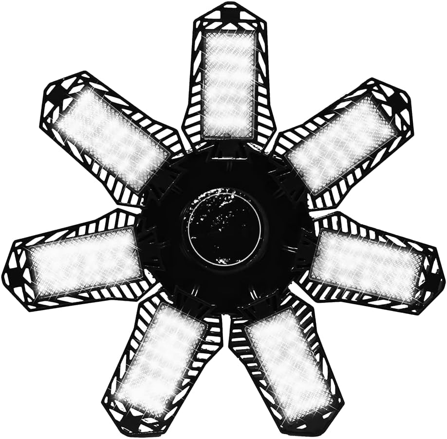 Garage Light, 120W 2100Lumens 6500K Deformable LED Garage Light, 7 Leaves High Light Transmittance & Efficient Heat Dissipation Garage Lights Ceiling LED for Garages, Warehouses, Basements (1 PC)