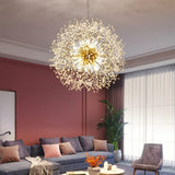 Modern Chandelier, Adjustable Luxury Dandelion Crystal Chandelier, Crystal Chandelier for Bedroom/Living Room/Kitchen/Dining Room (9 Lights, Diameter 50Cm)