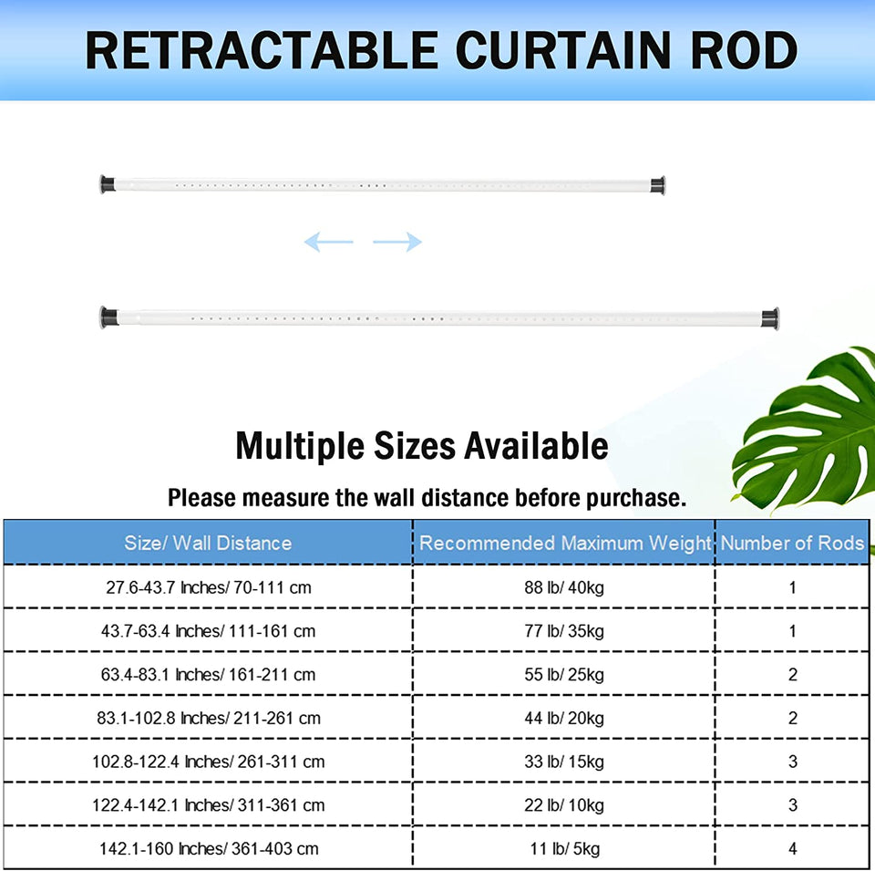 Tension Shower Curtain Rod, Short Small No Drilling Adjustable Window Curtain Rod for Bathroom, Indoor Decor