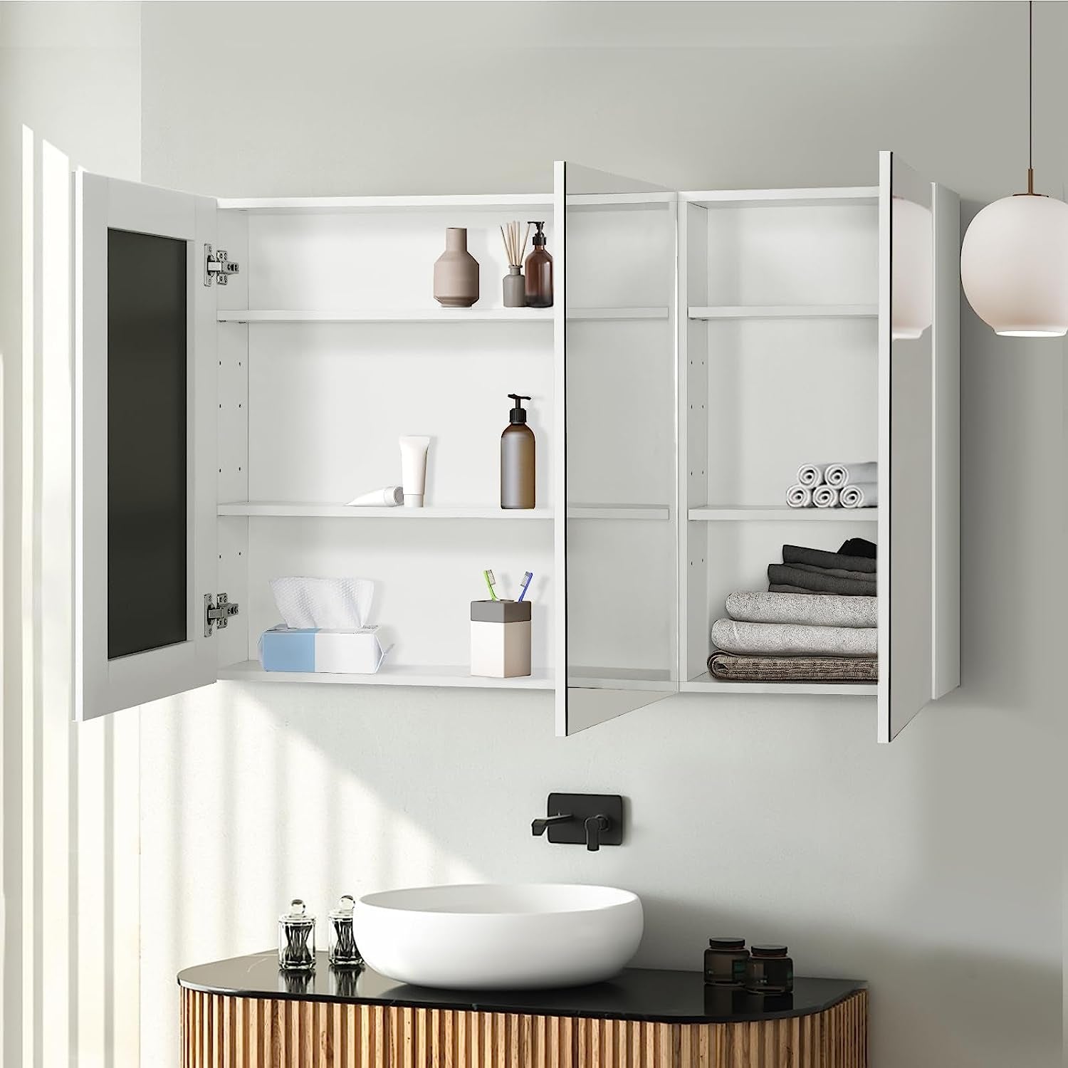 Bathroom Mirror Cabinet Wall Shaving Storage Cabinet 120 X 15.5 X 72Cm
