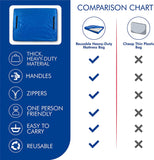 Mattress Bag with Handles for Moving and Storage - Queen Size - Extra Thick, Reusable, Waterproof Material - Strong Zipper (Blue, Queen)