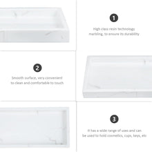 Load image into Gallery viewer, White Serving Tray Bathroom Toiletries Tray Resin Jewelry Storage Tray Marble Pattern Storage Tray Bathroom Toiletries Tray Sundries Storage Tray White Vanity Table
