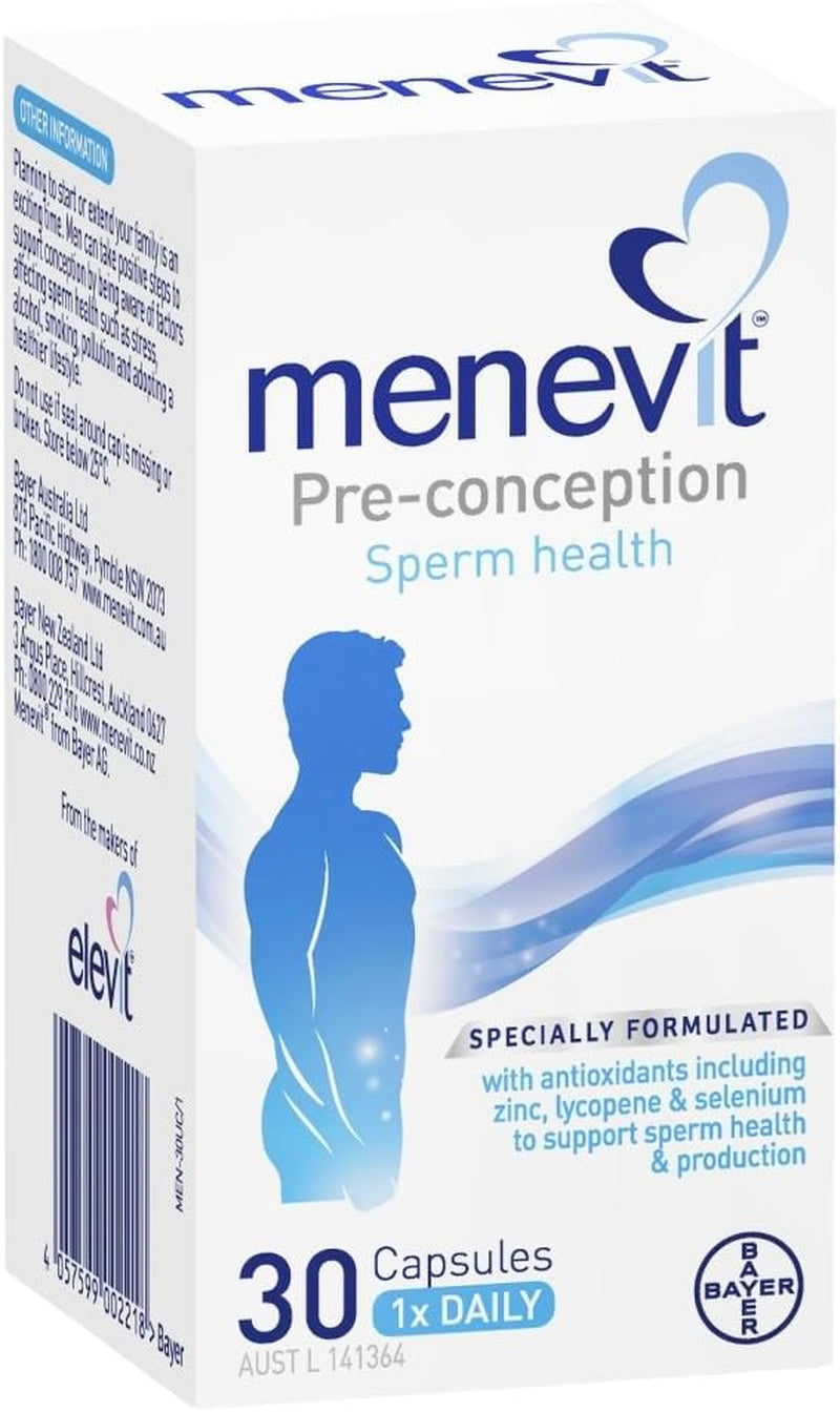 Menevit Pre-Conception Sperm Health Male Fertility Supplement to Promote Sperm Health and Chances of Conception, 30 Capsules