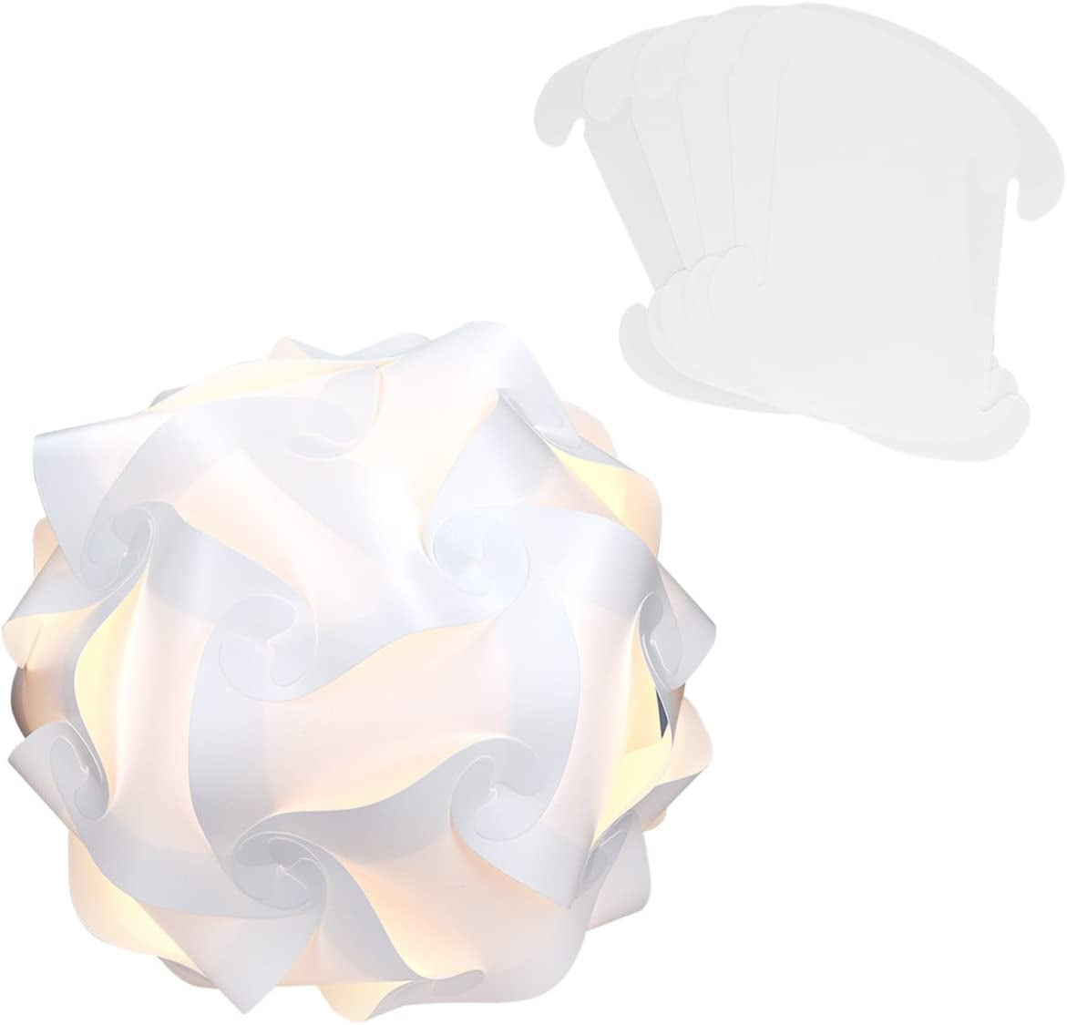 DIY Puzzle Lamp Shade - Modern IQ Jigsaw Light in 30 Pieces Min. 15 Different Designs - Diameter Approx. 15.7 In/40 Cm - White in Size XL