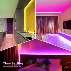 LED Strip Lights 5M 16.4Ft, Bluetooth 5050 RGB Color Changing LED Lights, Music Sync Dance, 44 Keys Remote Controll & Mobile APP Controller, Timing Function for Bedroom, TV, Party, DIY Decora