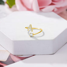 Load image into Gallery viewer, Initial Letter Ring for Women Girls Gold Stackable Alphabet Rings with Initial Adjustable Crystal Inlaid Initial Rings Bridesmaid Gift
