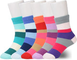 Kids Girls' 5 Pack Seamless Rainbow Stripes Crew Socks