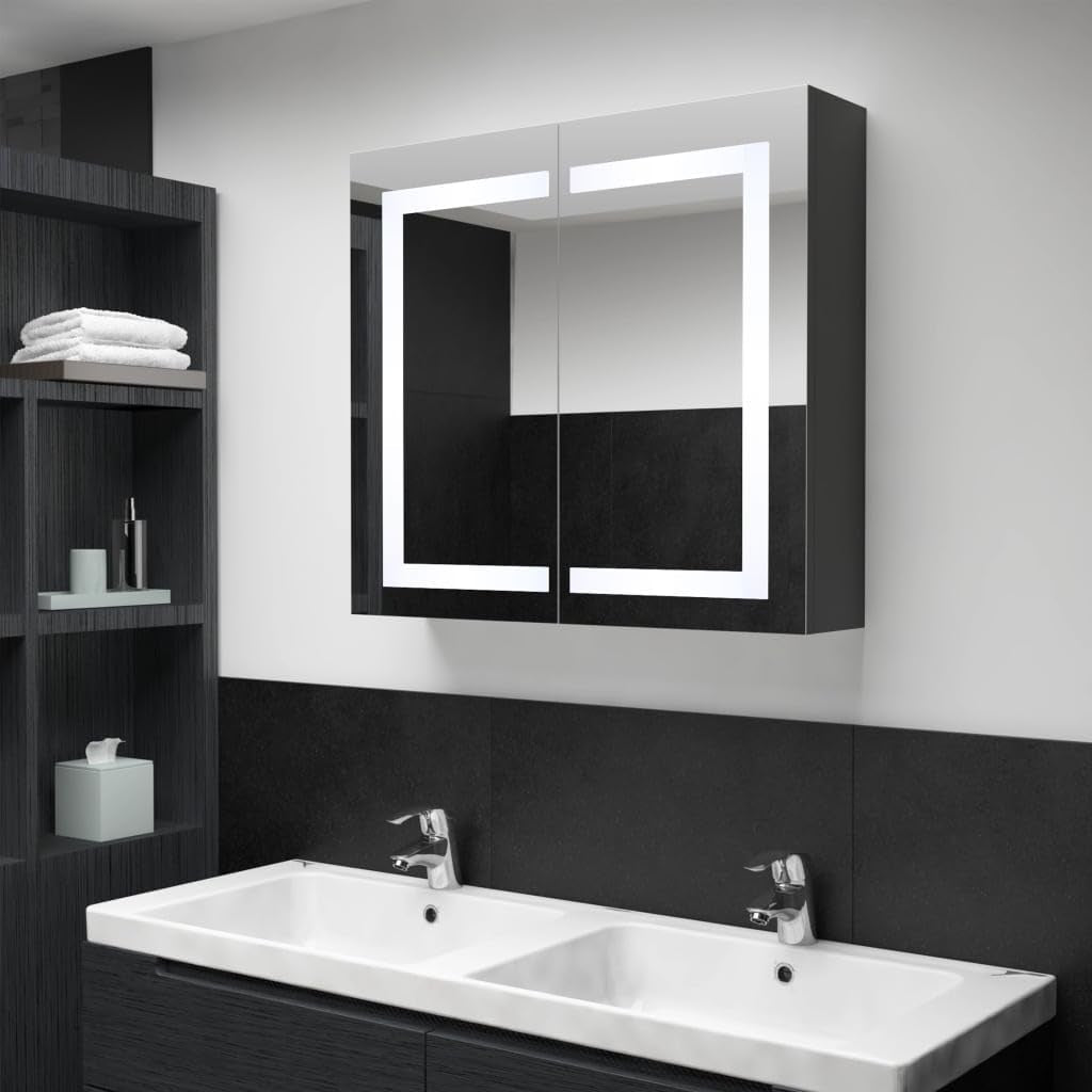 Bathroom Mirror Cabinet, Wall Mirror Cabinet for Bathroom LED Mirror Storage Cabinet Storage Cupboard LED Bathroom Mirror Cabinet 80X12.2X68 Cm