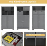 Bathroom Floor Cabinet, Storage Cabinet W/One Open Shelf Two Doors and Two Adjustable Drawers, Standing Cupboard for Kitchen, Cabinet for Living Room Bathroom Bedroom Home Office (Grey)