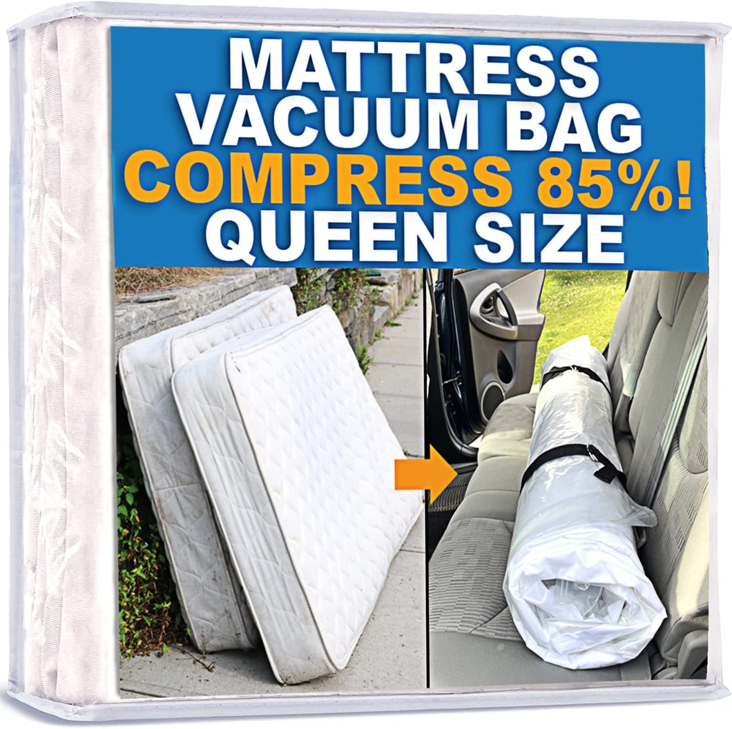 Mattress Vacuum Bag, Sealable Bag for Memory Foam or Inner Spring Mattresses, Compression and Storage for Moving and Returns, Leakproof Valve and Double Zip Seal (Queen/Full/Full-Xl)