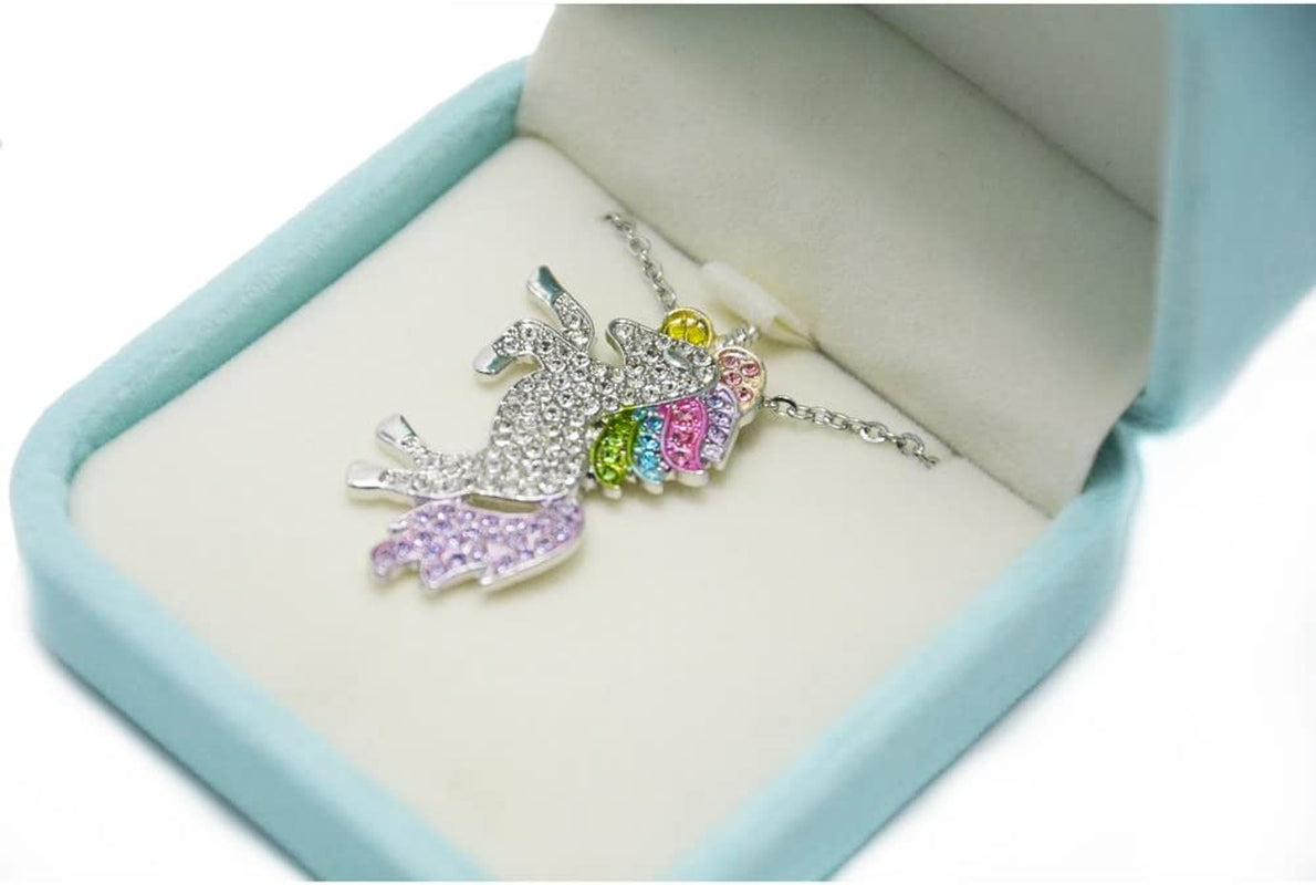 Fashion Unicorn Pendant Necklace - Rainbow Crystal Unicorn Necklace for Girls - Unicorn Rainbow Necklace