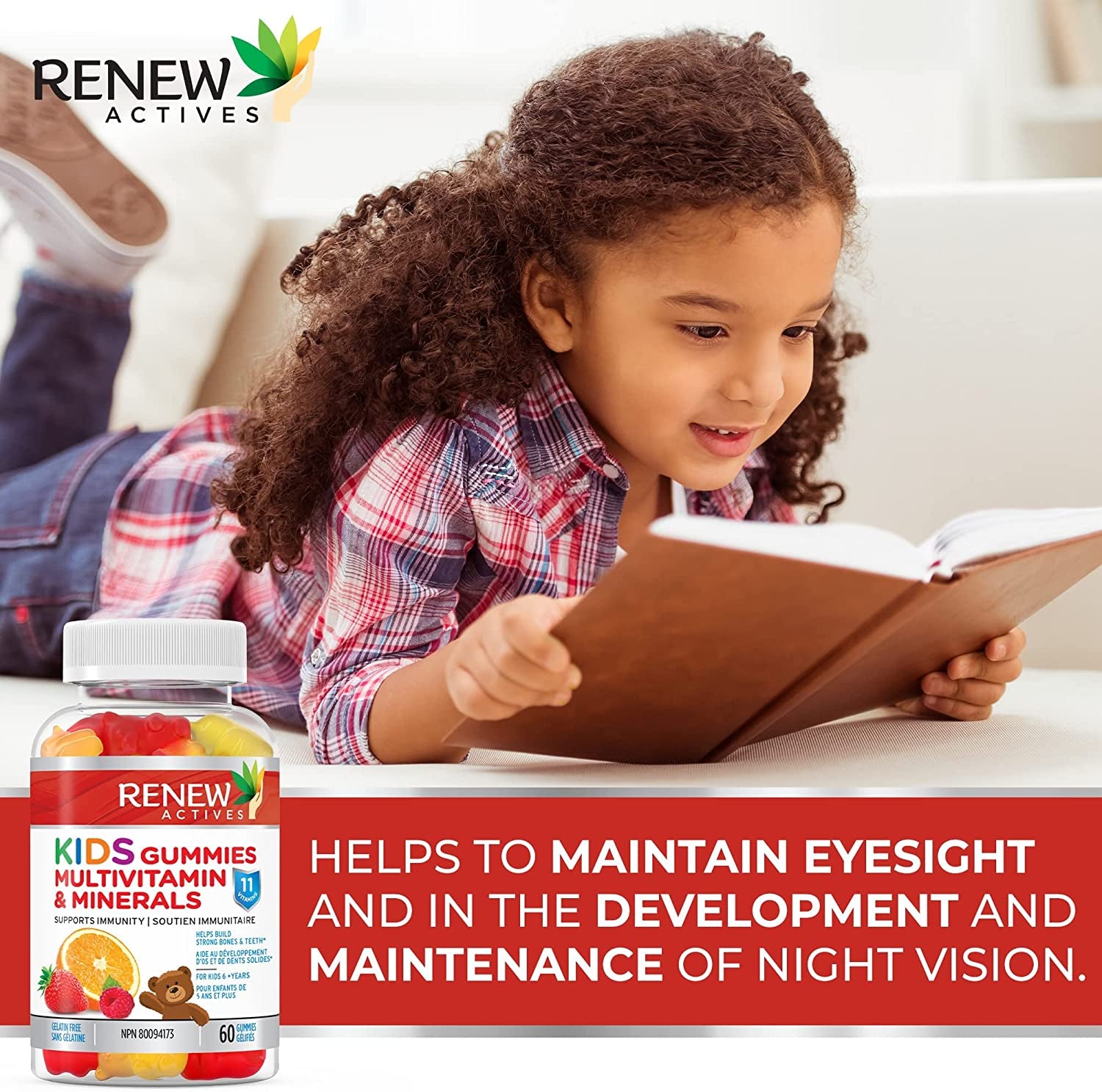 Kids Multivitamin Gummies, Maximum Nutrients Kids Vitamins (60 Count) Yummy Strawberry/Orange Kids Gummy Vitamins, No Artificial Colors or Flavors, Vegan, Made in Canada