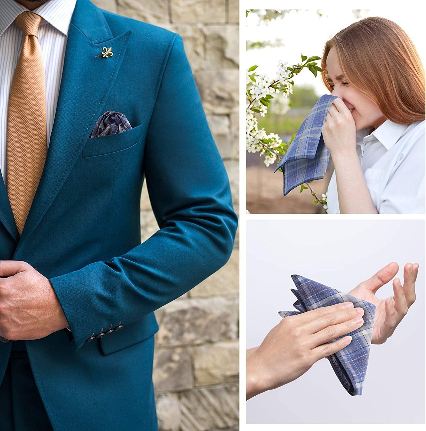 Men'S Handkerchiefs, 100% Pure Cotton Handkerchiefs Pocket Square Hankies, Great Gifts for Men Father