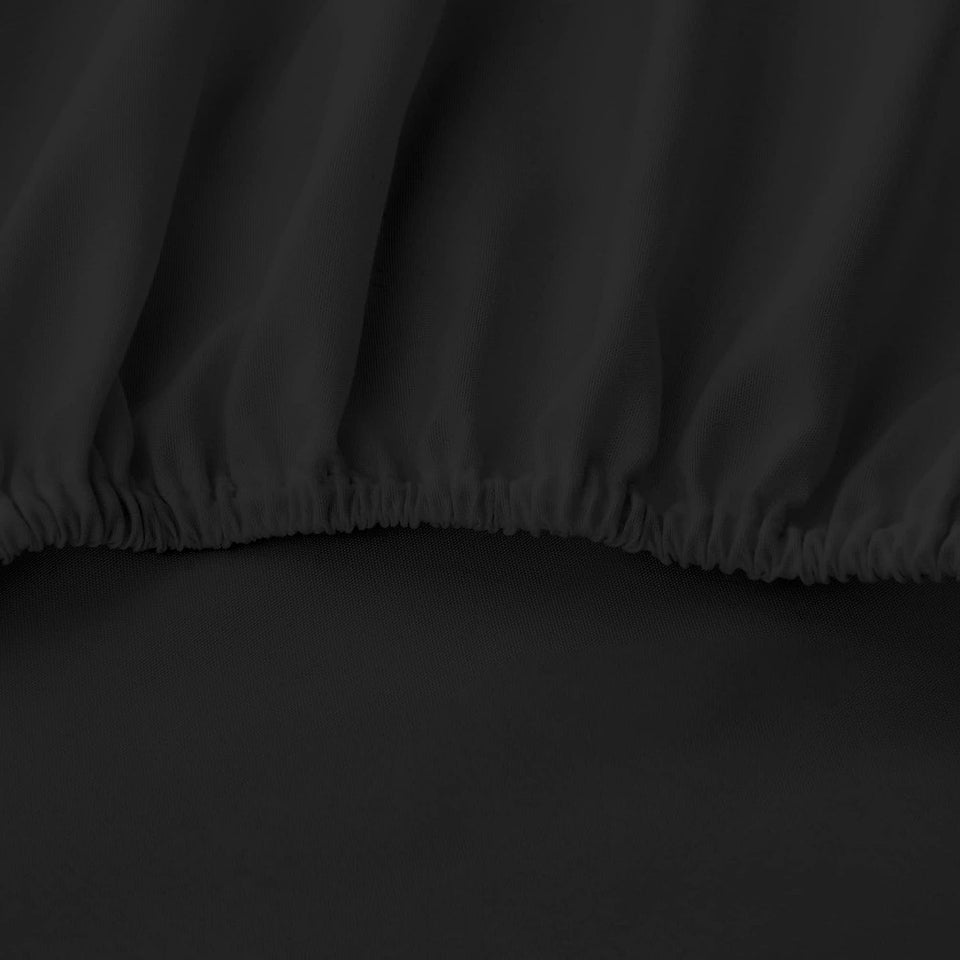 Deep Pocket Queen Fitted Sheet 1 Piece- 1800TC Ultra-Soft Premium Double Brushed Microfiber Durable and Fade Resistant Fits Mattress up to 40Cm - Queen, Black