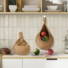 Load image into Gallery viewer, Hanging Wall Vegetable Fruit Baskets，Hanging Basket for Pantry Potato Garlic Onion Fruit Storage Handwoven Decorative Kitchen Organizer and Wall Planter Holder(Large)
