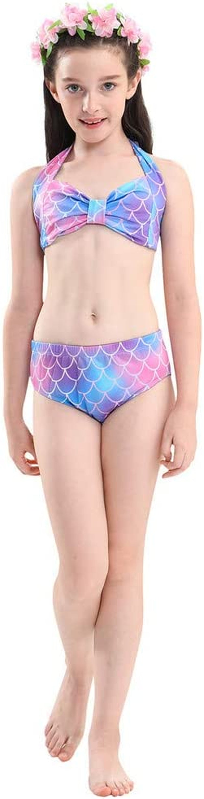 5Pcs Girls Swimsuit Mermaid Tails for Swimming Princess Bikini Bathing Suit Set No Monofin 4T 6T 8T 10T 12T