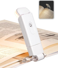 Load image into Gallery viewer, USB Rechargeable Book Light, Warm White, Brightness Adjustable for Eye-Protection, LED Clip on Portable Bookmark Light for Reading in Bed, Car (White)

