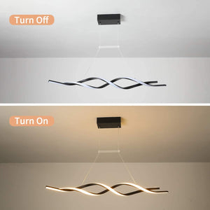 Modern Chandelier,Dimmable LED Pendant Light with Remote Control,Acrylic Wave Contemporary Chandeliers for Dining Rooms Dinner Table Kitchen Restaurant,3000K-6000K,28W,Black
