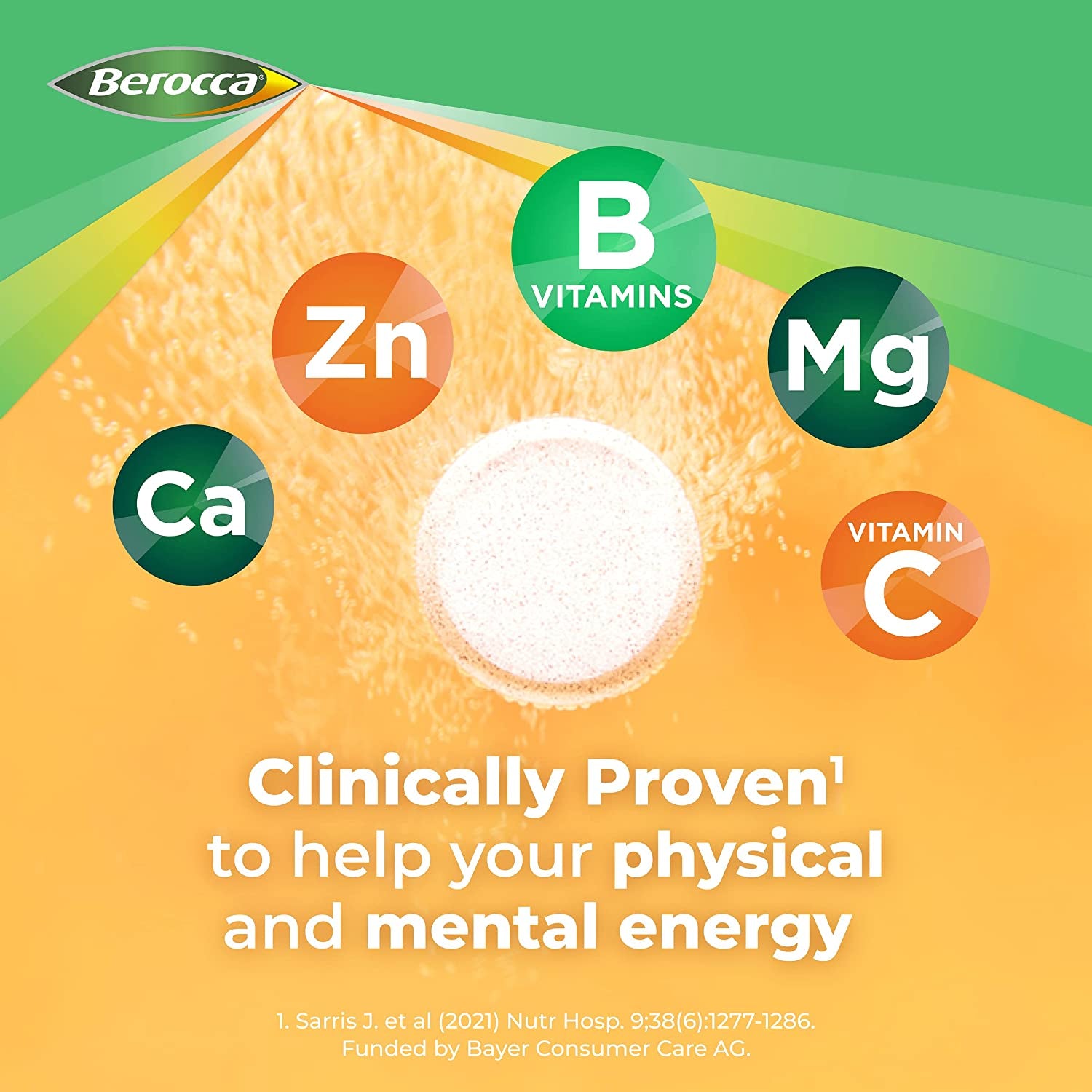 Energy Vitamin with 12 Essential Vitamins and Minerals to Help Support Physical Energy and Mental Sharpness, Orange Flavour, 75 Effervescent Tablets