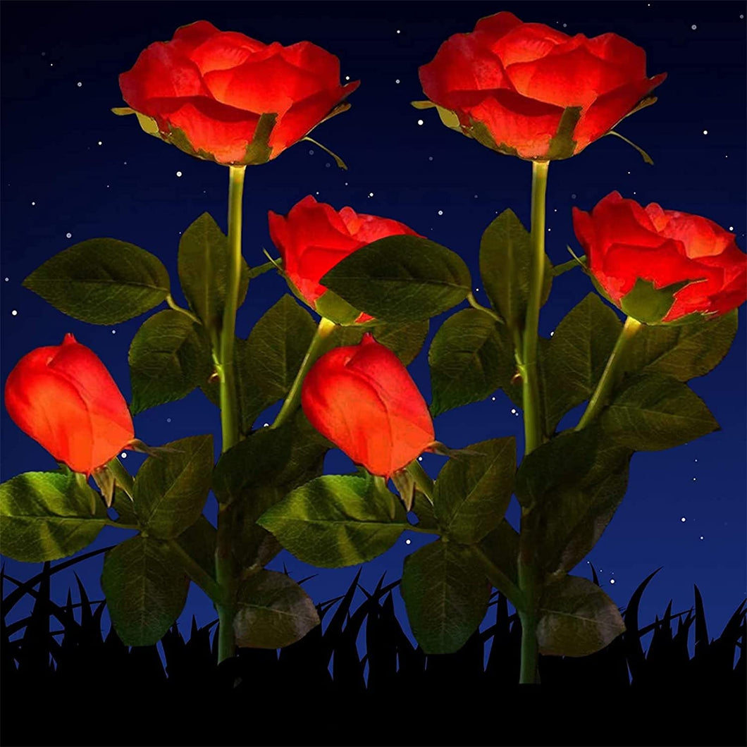 Solar Rose Lights Outdoor Solar Garden Stake Lights, 2 PCS Solar Flowers Lights Outdoor Garden, Waterproof LED Roses Flowers Lights Yard Decorations Outdoor Color Changing (Red)