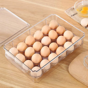 Clear Egg Holder for Refrigerator - Stackable Egg Storage Container with Lid for Fridge Storage, Pantry Organiser, Kitchen Storage & Organisation (24 Eggs)