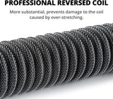 Pro Custom Coiled USB C Cable for Gaming Keyboard, Double-Sleeved Mechanical Keyboard Cable with Detachable Metal Aviator, 1.5M USB-C to USB-A, Carbon Black Color