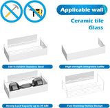 Traceless Adhesive Shower Organizer Wall Mounted Shower Caddy Basket Shower Shelf for inside Shower Bathroom Kitchen Toilet Shampoo Holder with Removable Hooks No Drilling  - 2 Pack (White)