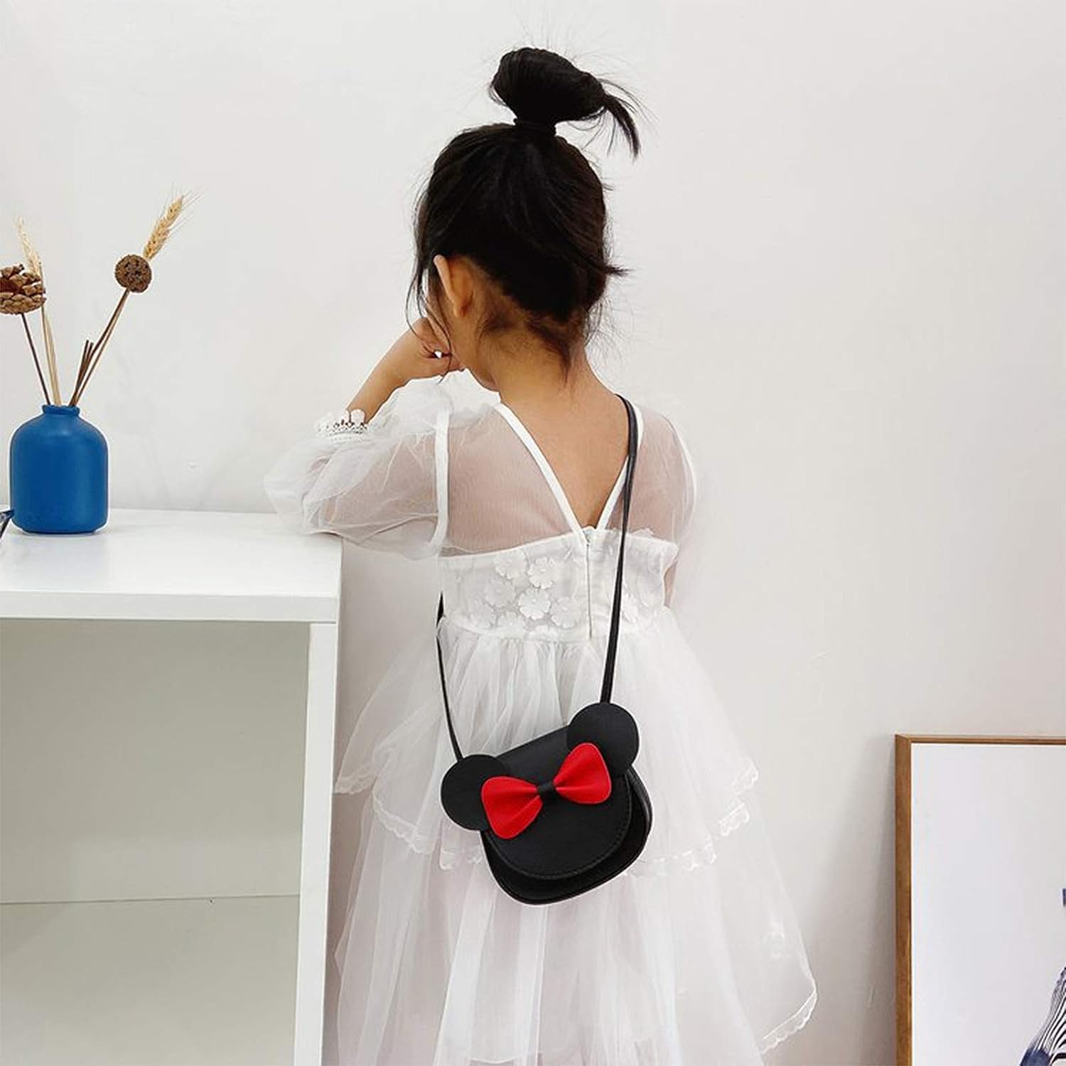 2 Pieces Little Girls Crossbody Purses Toddler Mini Cute Princess Handbags Shoulder Messenger Bag for Kids, B Bow Black/Pink, Small, Travel Wallet