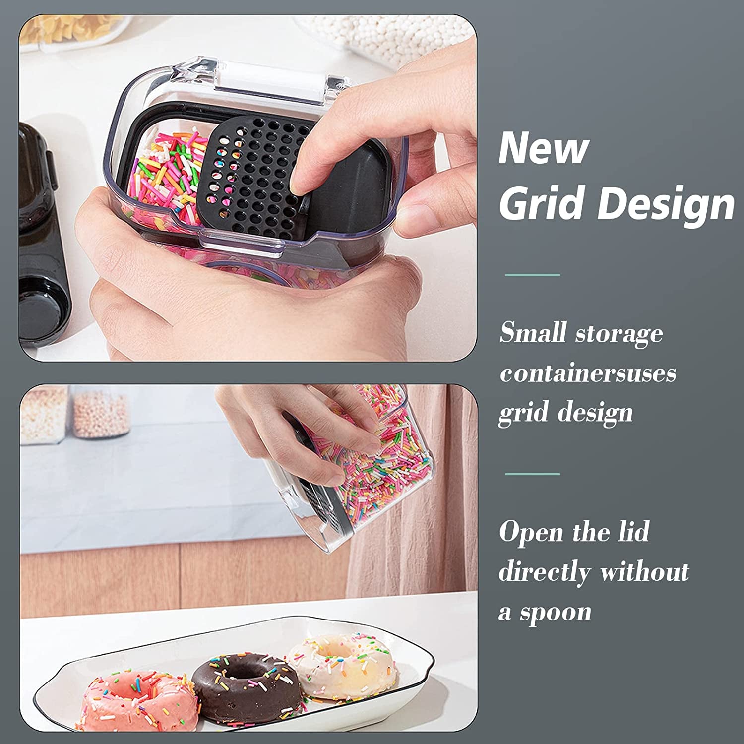 Airtight Food Storage Containers 4 Pcs Pantry & Kitchen Organization Container Large Cereal Rice Dispenser BPA Free Baking Storage Organiser with Leak Proof Lids