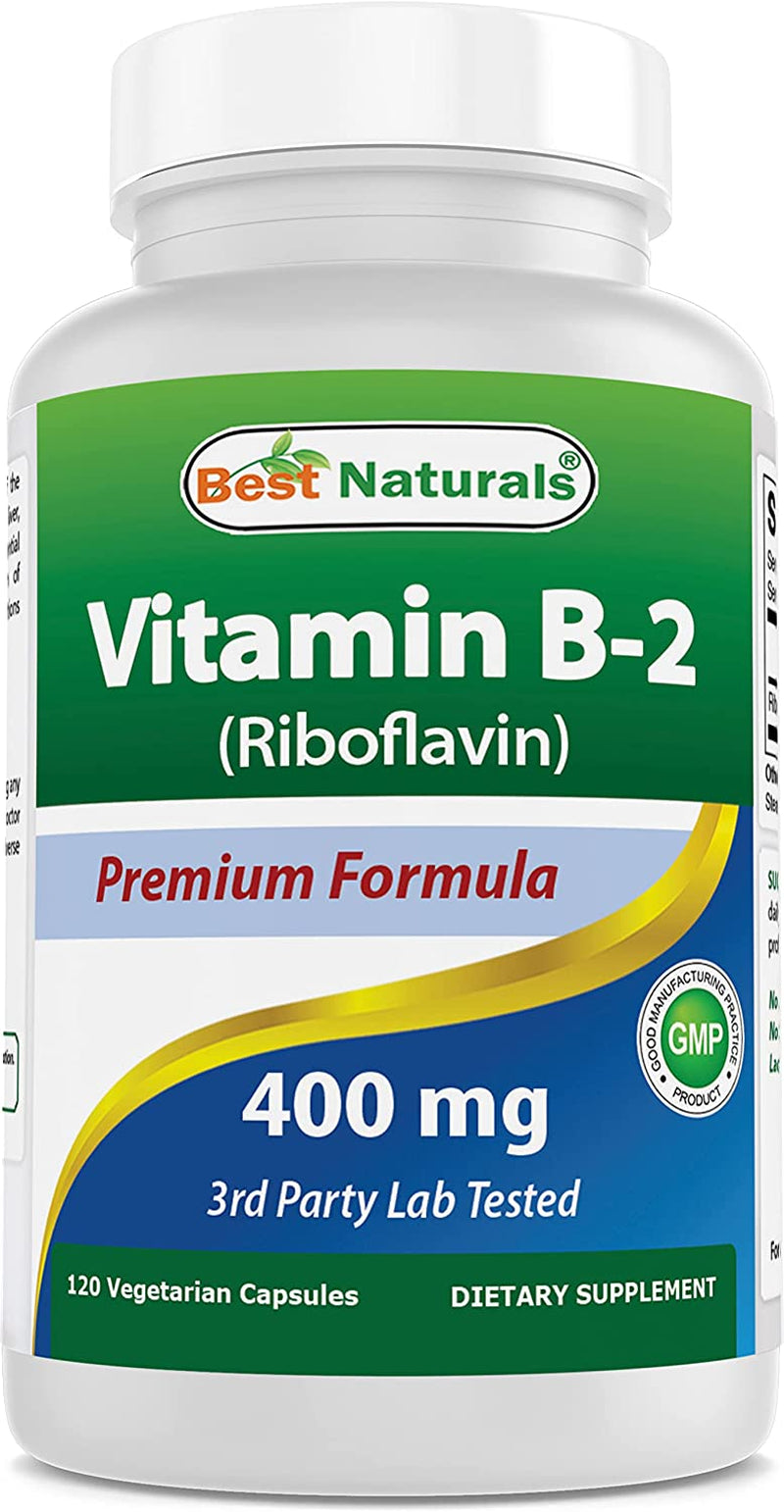 Vitamin B2 (Riboflavin) 400Mg - Migraine Relief - Veggie Capsules - Conezyme Precursor - 120 Count