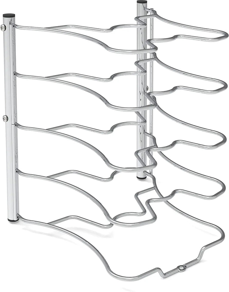 Simplehouseware Pan Organizer Rack Holder for Kitchen/Cupboard/Countertop, Chrome