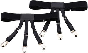 Mens Shirt Stays Upgrade Adjustable Elastic Garter Military Shirts Holder with Non-Slip Locking Clamps