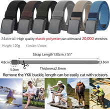Load image into Gallery viewer, Belts for Men,Elastic Stretch Belt with YKK Plastic Buckle, Breathable Canvas Waist Belt for Work Outdoor Cycling Hiking, Adjustable for Pants Size below 46Inches[53&quot;Long1.5&quot;Wide]
