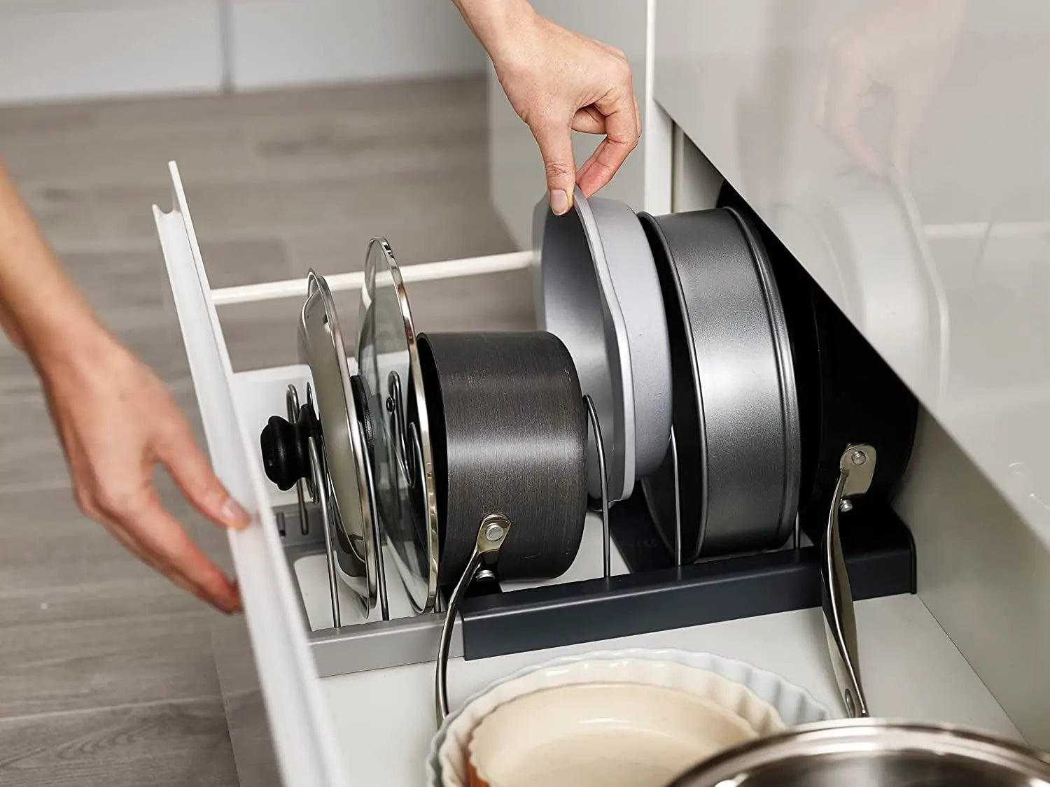 Drawerstore Expanding Cookware Organiser - Grey