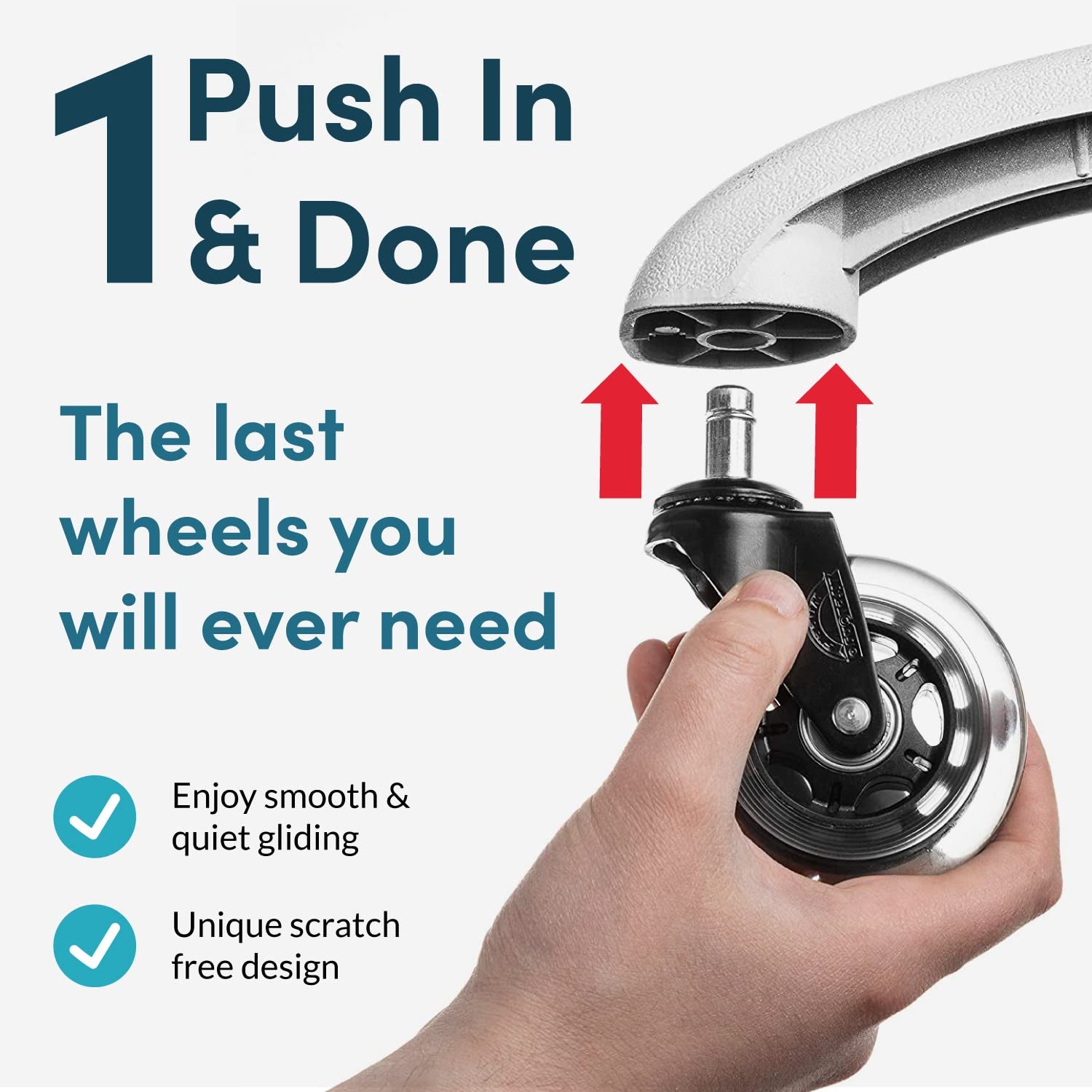 Office Chair Wheels Replacement Rubber Chair Casters for All Floors Including Hardwood Floors, Office Chair Castors for Home and Office Chairs to Replace Office Chair Mats - Universal Fit (NOT 1KEA)