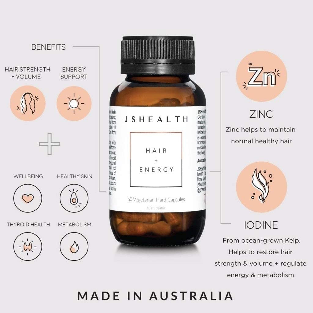 Vitamins Hair and Energy Formula | Hair Vitamins for Women and Men | Zinc and Iodine Supplement Hair Growth Vitamin | Hair Loss Supplements | Hair Loss Products for Healthy Hair(60 Capsules)