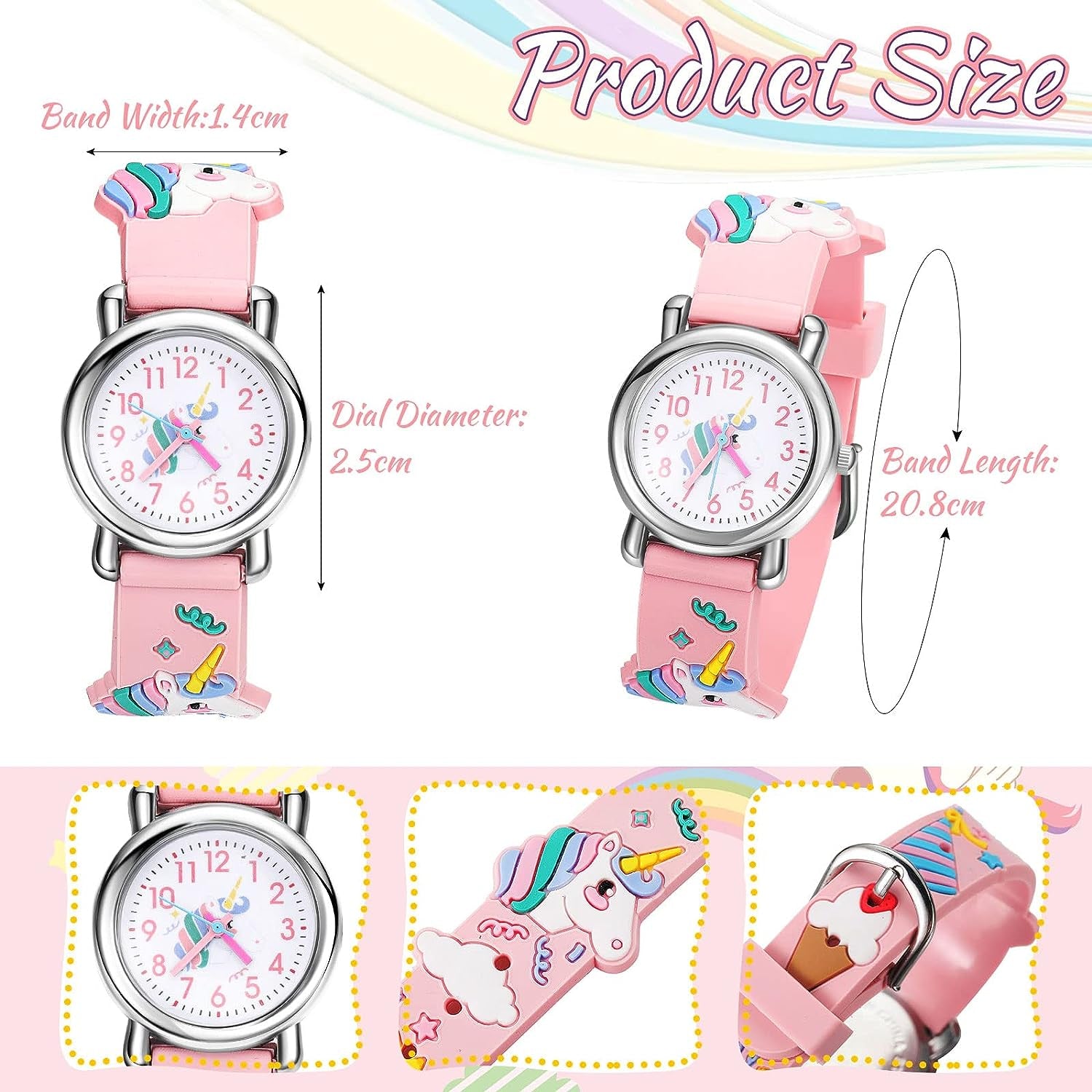 Set of 3 Little Girls Unicorn Gifts Include Unicorn Wrist Watch, Kids Jewellery Sets (Necklace Bracelet Rings Earrings), Girls Handbag Return Gifts for Birthday Party Christmas