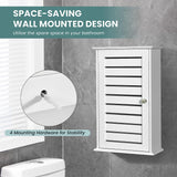Wall Mounted Bathroom Cabinet, Wooden Medicine Cabinet with 2 Adjustable Shelves, Versatile Hanging Cupboard with Reversible Door for Living Room, Kitchen, Entryway, White