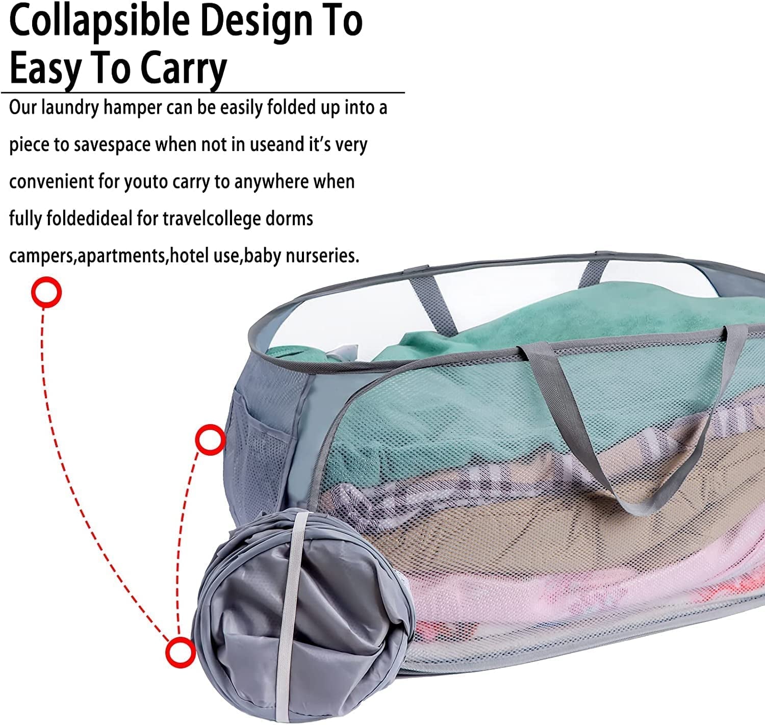 2 PCS Pop-Up Laundry Hampers,Laundry Baskets,Large Folding Mesh Laundry Basket,Applicable to the Storage of Clothes and Sundries