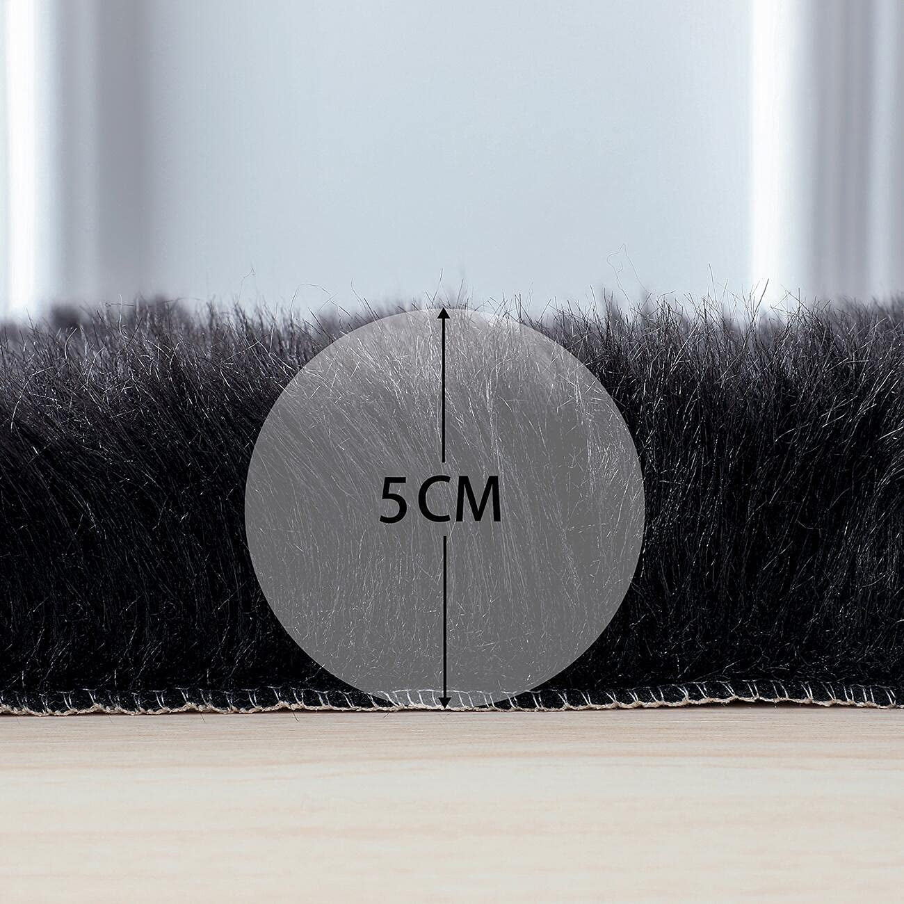 Soft Fluffy Rug Faux Sheepskin Fur Area Rug Shaggy Couch Cover Seat Cushion Furry Carpet beside Rugs for Bedroom Floor Sofa Living Room Runner, 60X180Cm (Black)