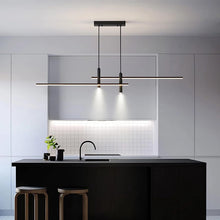 Load image into Gallery viewer, Modern Dimmable LED Pendant Lighting for Kitchen Island - Linear LED Chandelier with Spotlights, Adjustable Hanging Light for Dining Table, Black 120Cm/47Inch, Energy Class A, Iok34-003
