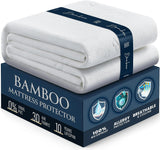 100% Waterproof Mattress Protector Queen - Luxury Comfort Bamboo Mattress Protector - Super Protective Leak-Proof Barrier - Hypoallergenic & Breathable Mattress Cover - Soft, Crinkle Free & Noiseless