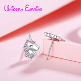 Pink Unicorn Stud Earrings Girls Cute Unicorn Earring Sparkling with Zircon for Little Girls Kids Jewelry Birthday Party