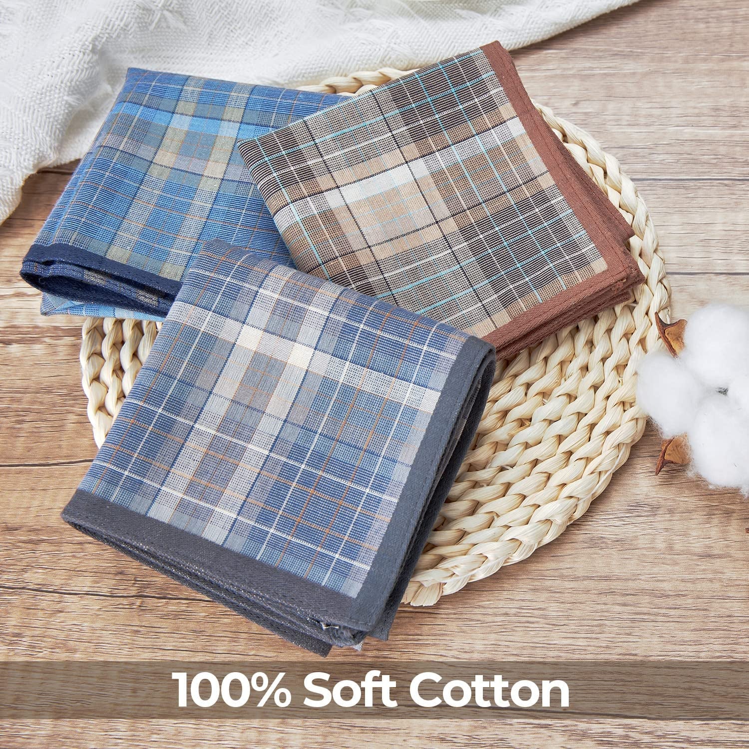 Men'S Handkerchiefs, 100% Pure Cotton Handkerchiefs Pocket Square Hankies, Great Gifts for Men Father