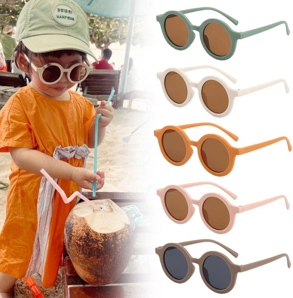 Cute round Sunglasses for Kids Toddler Boys Girls UV400 Protection Eyewear Summer Outdoor Sports Beach Holiday, Age 3-10